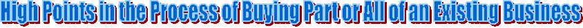 High Points in the Process of Buying Part or All of an Existing Business